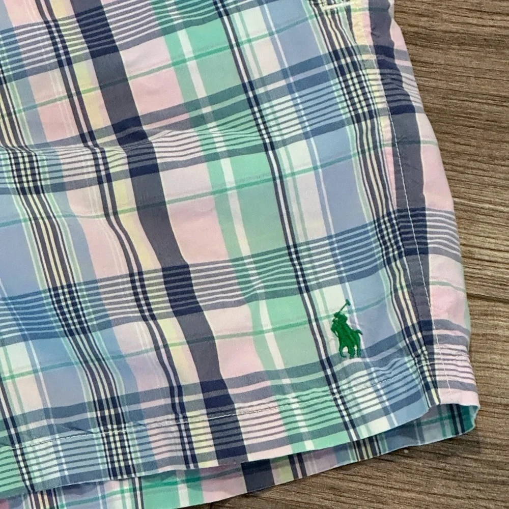 Polo by Ralph Lauren Men’s Pastel Plaid Swim Shorts Size Large